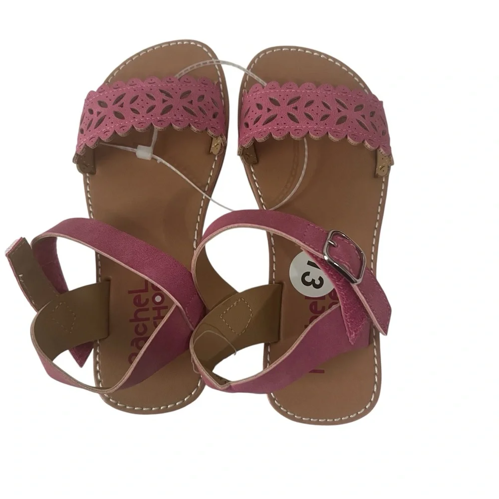 Rachel Shoes Pink and Tan Strap &‎ Buckle Sandals, Size 13, NWOT